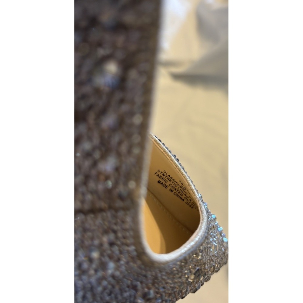 Betsey Johnson Gold Rhinestone Sparkly Clark Slingback Block Heels Pointed Toe 6 - Picture 8 of 9
